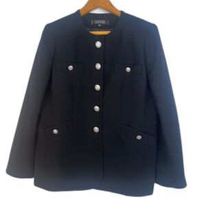 Kasper Single Breasted Nautical Captains Career Blazer Jacket Black Size 12P